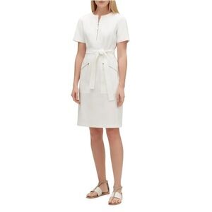 Lafayette 148 - Elizabella Zip Front Short Sleeve Bi-Stretch Dress Sz Small